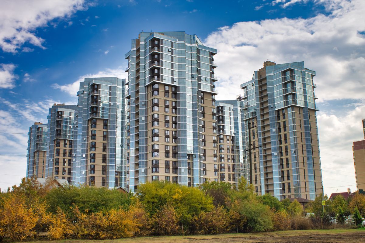 Modern glass residential buildings